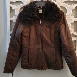 Everlast Dark Brown Puffer Jacket with Faux Fur Collar